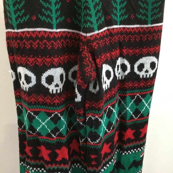 NWT EYESHADOW Christmas SCARY & BRIGHT Sequins Skull Pattern Knit Overalls - Picture 12 of 16
